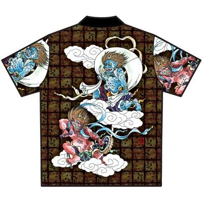 NIPOALOHA⭕️極美品　風神雷神　長袖シャツ　アロハ　人気完売　希少　個性 NIPOALOHA ニポアロハ ロングスリーブ 長袖 アロハシャツ 風神雷神