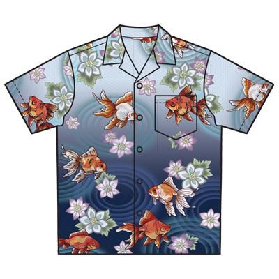 予約・受注生産】【送料無料】雅趣童 鉄線に金魚Ver.2アロハシャツ
