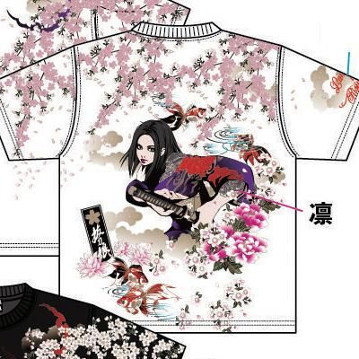 抜刀娘 凛 清爽居合 刺繍入りプリントｔシャツ