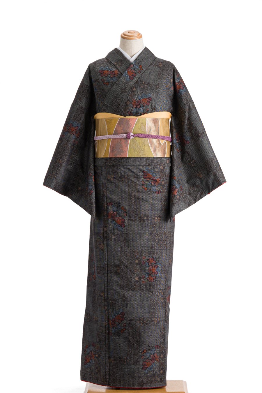 大島紬 花の枠 - からん::アンティーク着物・リサイクル着物の通販サイト