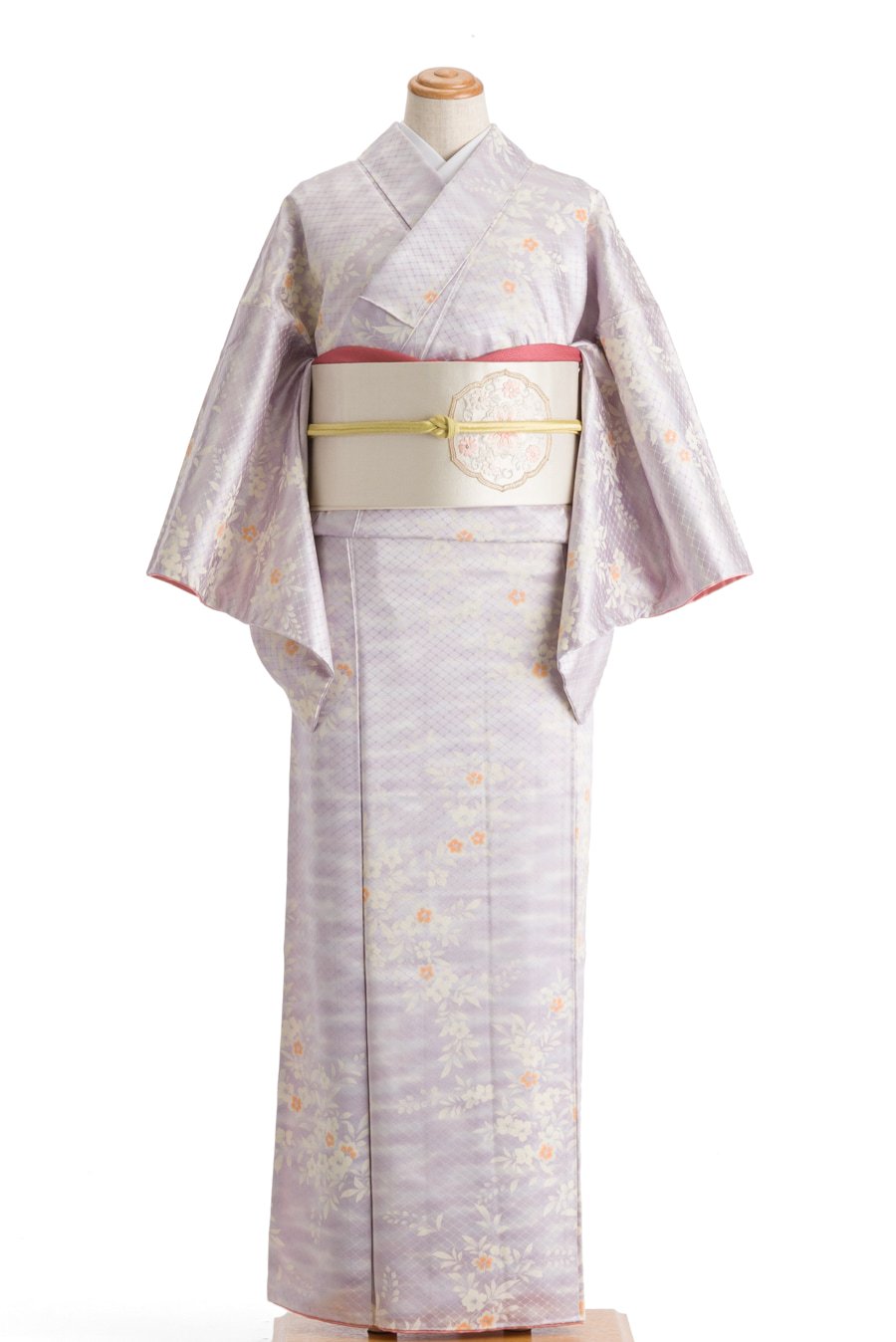 菫色地 白い洋花 - からん::アンティーク着物・リサイクル着物の通販サイト