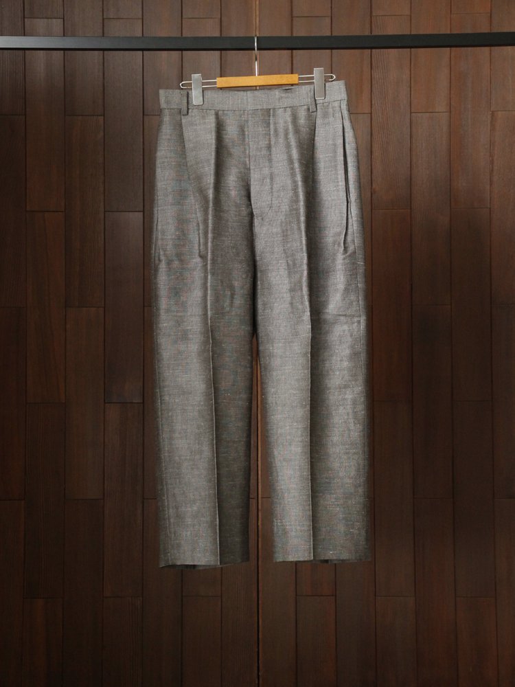 Phlannel｜Cotton Mohair Chambray Wide Trousers #Brown Mix