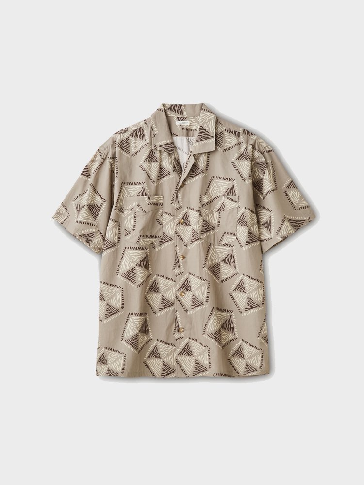 PHIGVEL MAKERS & Co.｜AFRICAN PATTERN SS SHIRT #TAUPE GRAY