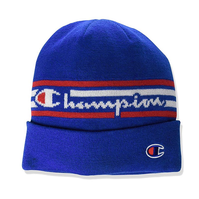 Champion チャンピオン キッズ ニットキャップ Logo Strip Hat Beanie And Glove Set ブルー No17