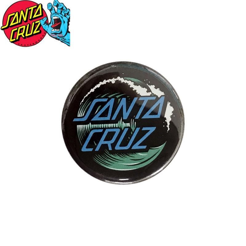 サンタクルーズ SANTA CRUZ スケボー バッヂ 1-1/4 BUTTON 缶バッチ WAVE DOT 3cm ブラック/ブルー NO8