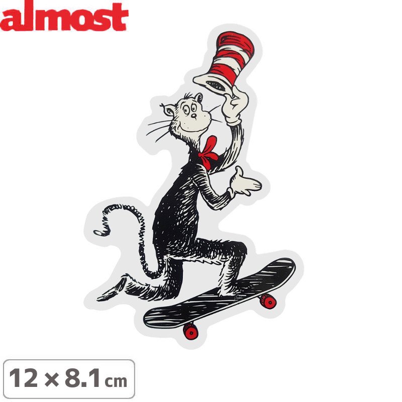 スケボー ステッカー ALMOST オルモスト CAT PUSH STICKER 12cm x 8.1cm NO114