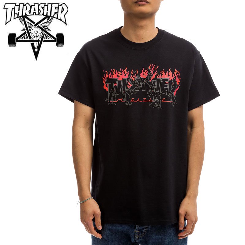 スラッシャー THRASHER Tシャツ CROWS T-SHIRT ブラック NO123