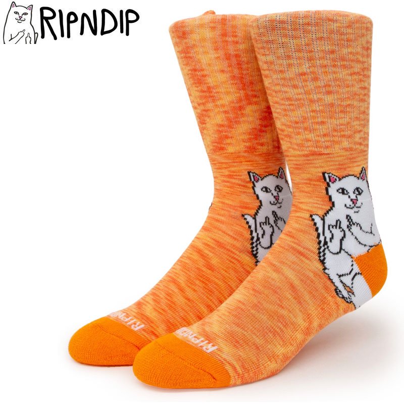 リップンディップ Ripndip スケボー ソックス Lord Nermal Socks オレンジスペックル No03