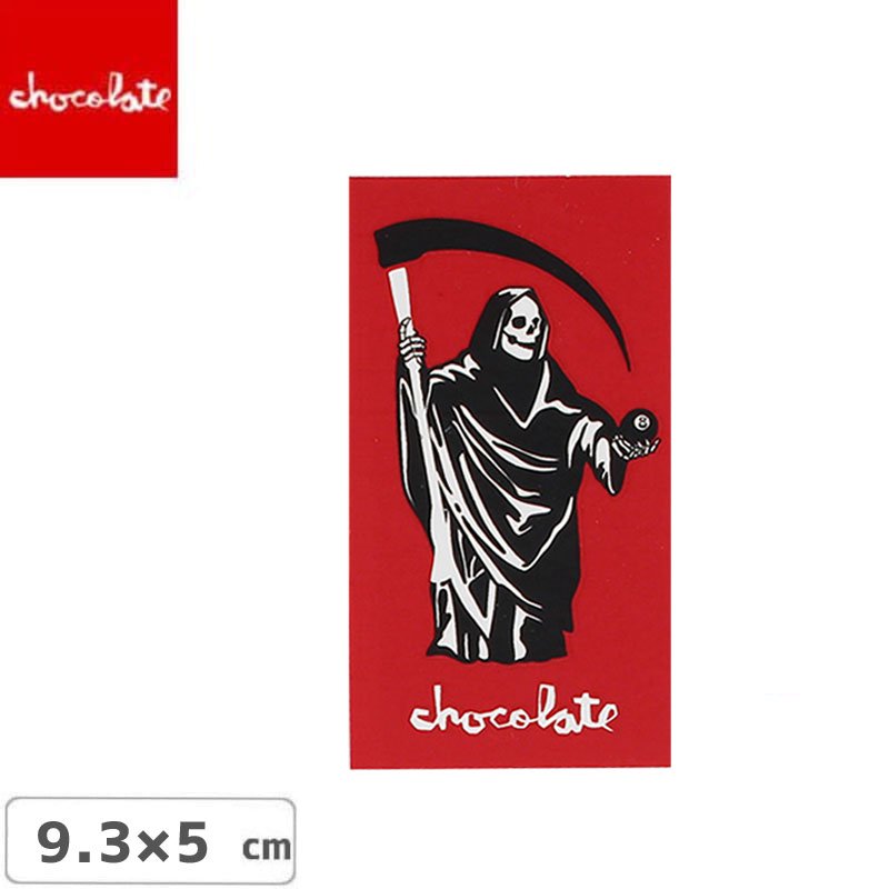 CHOCOLATE チョコレートステッカー スケボー LOGO STICKER レッド 9.3cm x 5cm NO26