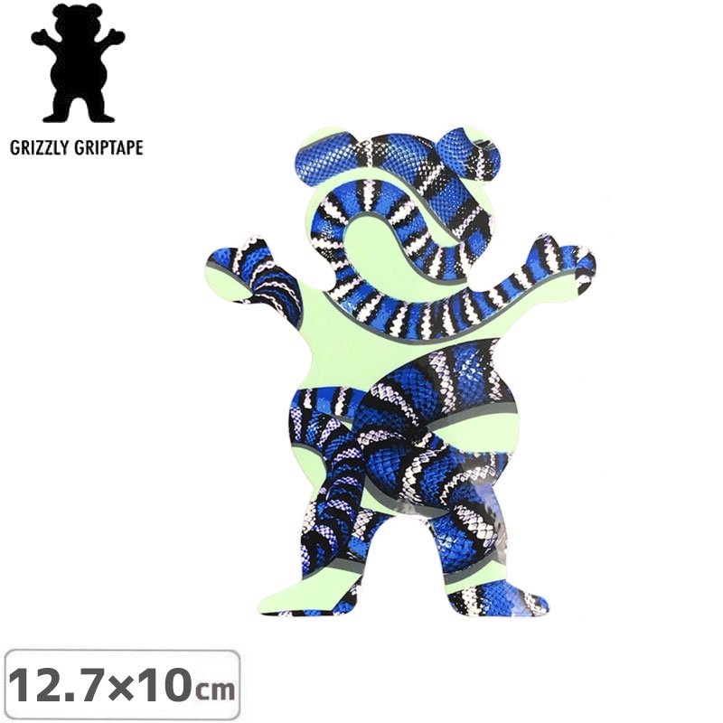 グリズリー GRIZZLY ステッカー BEAR STICKER グリーン×ブルー 12.7cm×10cm NO34