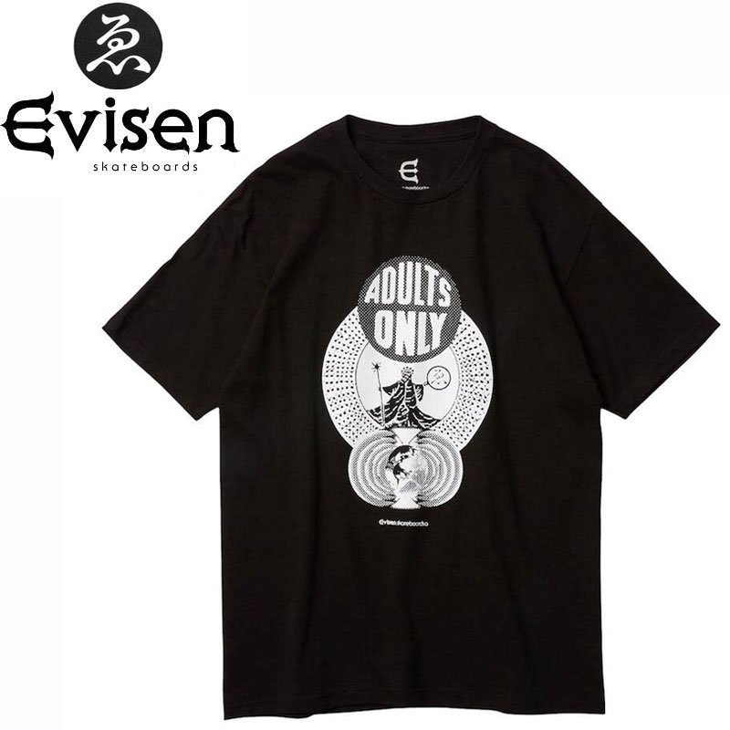 EVISEN エビセン スケボー Tシャツ ADULTS ONLY TEE ブラック NO10