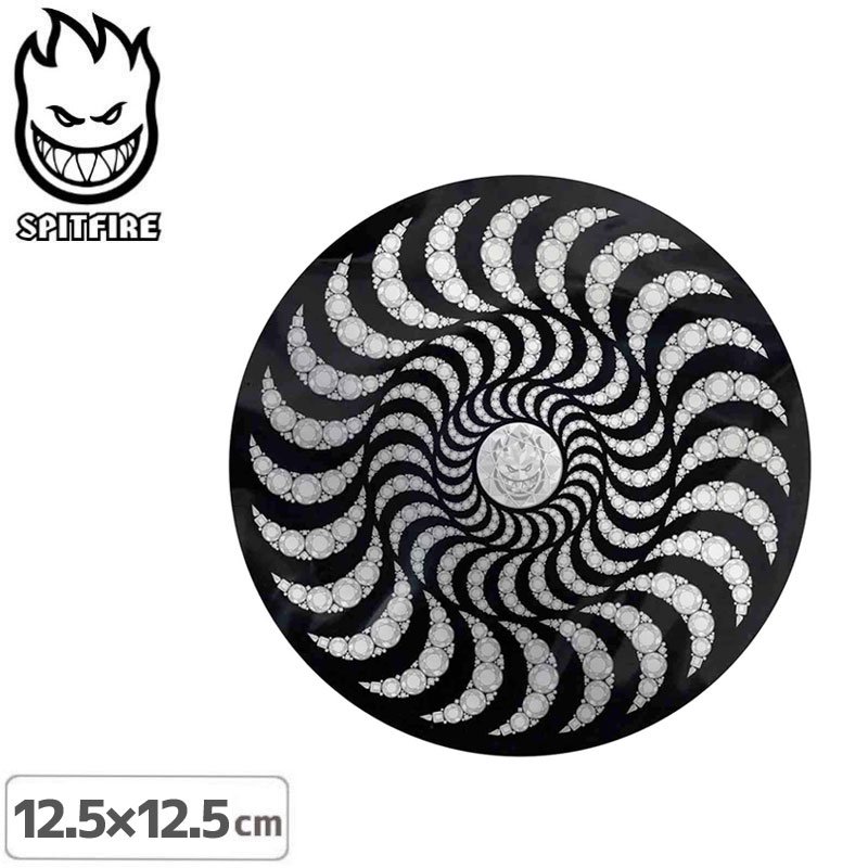 スピットファイアー SPITFIRE スケボー ステッカー FOREVER SWIRL FOIL STICKER ブラック 12.5cmｘ12.5cm  NO143