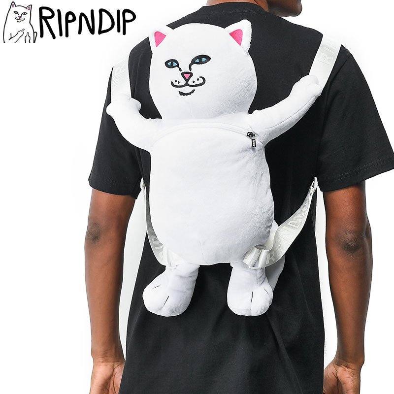 激安正規 RIPNDIP リップンディップ スケボー バックパック ホワイト リックサック 白猫 ぬいぐるみ ロゴ
