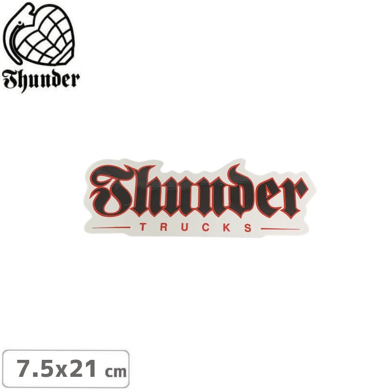 サンダートラック THUNDERスケボー ステッカー SCRIPT STICKER RED 7.5cm×21cm NO72