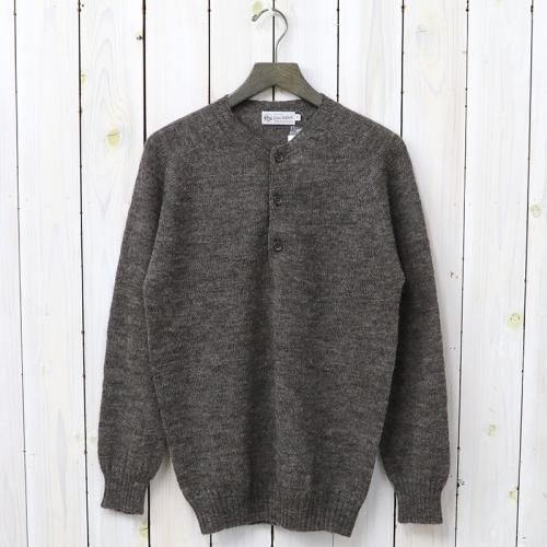 『SEAM FREE REAL SINGLE PLY SHETLAND HENLEY NECK RAGLAN SLEEVE P/O』(GREY)