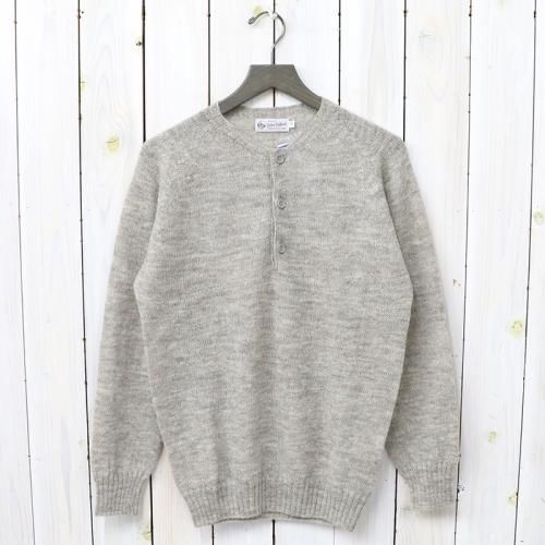 『SEAM FREE REAL SINGLE PLY SHETLAND HENLEY NECK RAGLAN SLEEVE P/O』(SILVER)