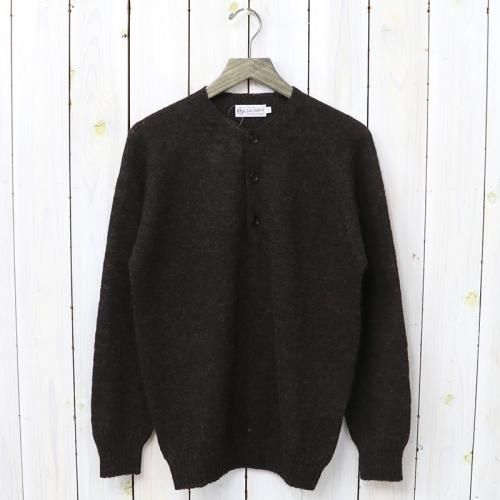 『SEAM FREE REAL SINGLE PLY SHETLAND HENLEY NECK RAGLAN SLEEVE P/O』(SHETLAND BLACK)