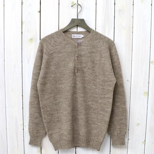 『SEAM FREE REAL SINGLE PLY SHETLAND HENLEY NECK RAGLAN SLEEVE P/O』(FAWN)