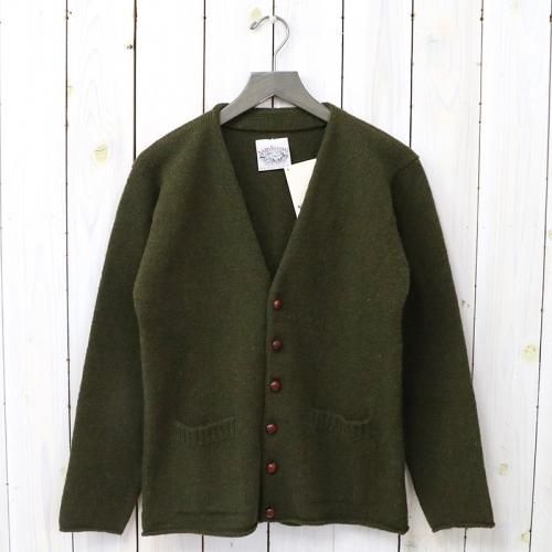 『PLAIN TIGHT KNIT V-NECK CARDIGAN』(OLIVE)