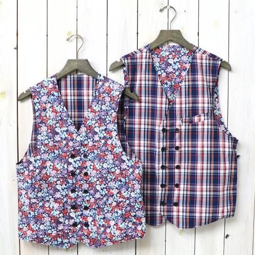 『Reversible Vest-Plaid Poplin & Floral Lawn』