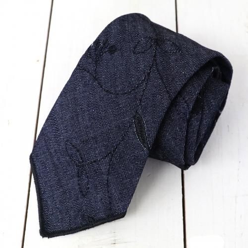 『Neck Tie-Floral Embroidery Denim』
