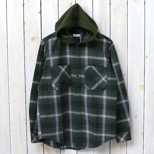 『Hooded Check Wind Shirt』(Green/Taupe)