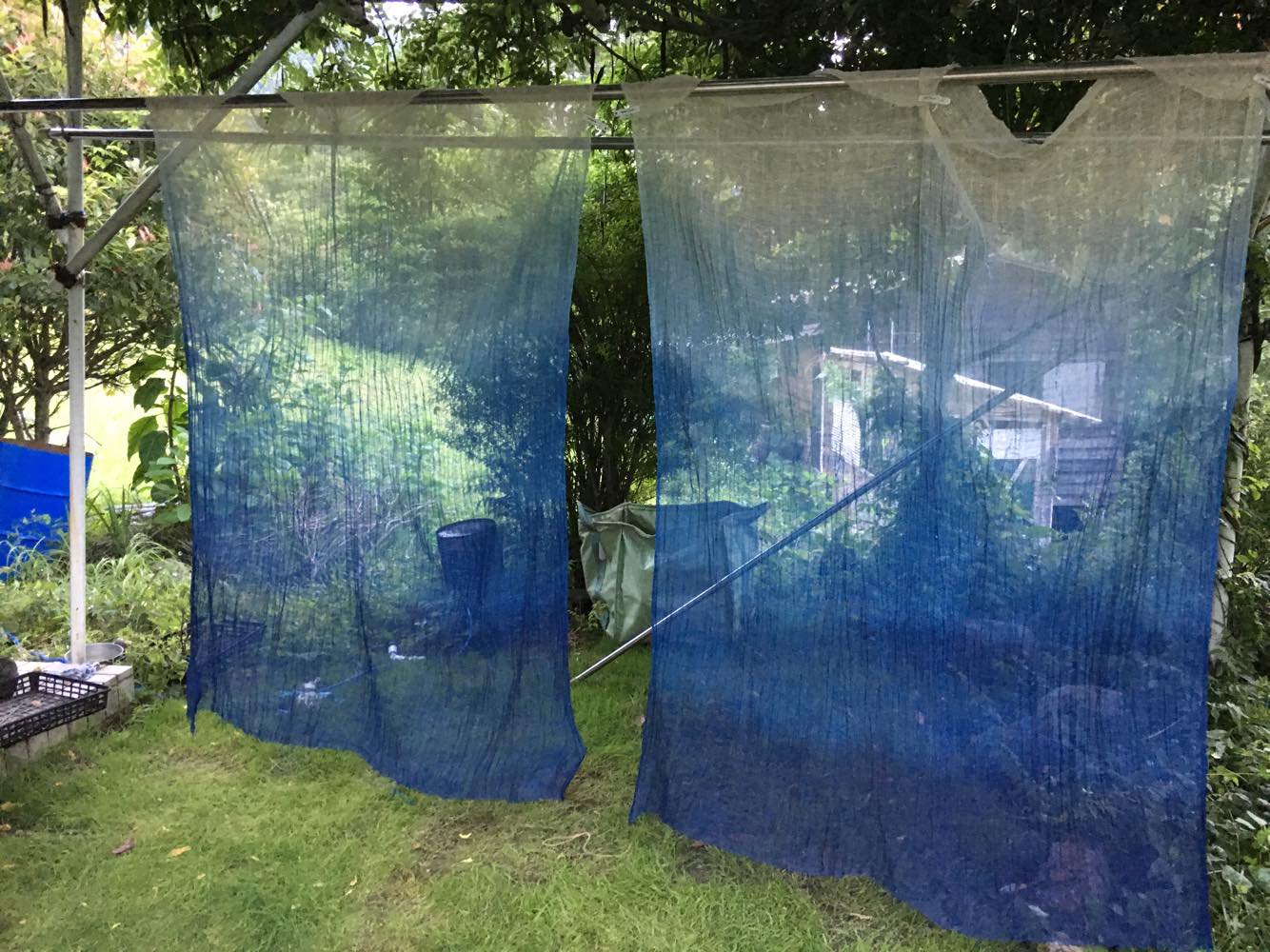 藍染・ヘンプ（大麻）ベッド蚊帳 earth net