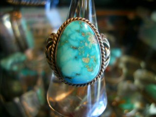 ナバホ族albert Jake作pilot Mt Turquoise Ring Chi Chi S