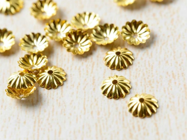 座金 花座 菊座パーツ ゴールド スチールメッキ 約6mm 約50個 ニッケルフリー アクセサリー メタル ハンドメイド 手作り 部品 チャーム ハンドメイド アクセサリー パーツ レジン用品のネット通販 紗や工房