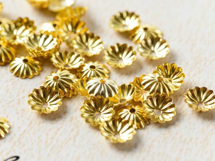 座金 花座 菊座パーツ ゴールド スチールメッキ 約6mm 約100個 ニッケルフリー アクセサリー メタル ハンドメイド 手作り 部品 チャーム ハンドメイド アクセサリー パーツ レジン用品のネット通販 紗や工房