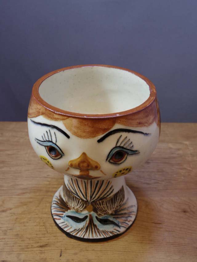 旧東ドイツ 陶器 人形の花瓶  個性的な花瓶　小　DDR porcelain face doll vase small