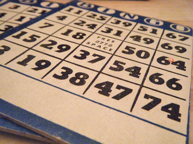 ビンテージ アメリカ ビンゴカード 珍しいクラフト材料・VINTAGE america bingo card blue old