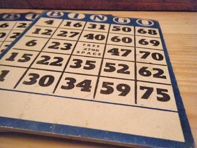 ビンテージ アメリカ ビンゴカード 珍しいクラフト材料・VINTAGE america bingo card blue old