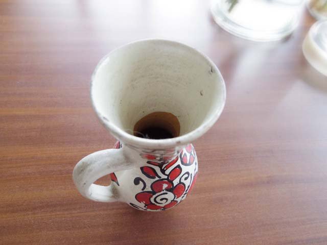 ルーマニア コロンド村の陶器の小さな花瓶  赤1・Romania Korond pottery vase small tall red 1