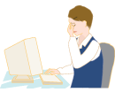 パソコンを使う女性イラスト
