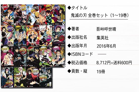 鬼滅の刃全巻セット（新品）7,920円（税別）で販売しています