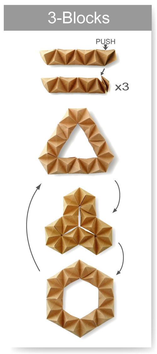 折り紙ブロック3本を使っての遊び方例