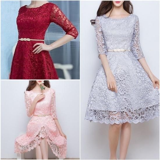 結婚式からデートまでおまかせ かわいい膝丈レースワンピース 韓国プチプラパーティードレス通販 Tenderly Dress