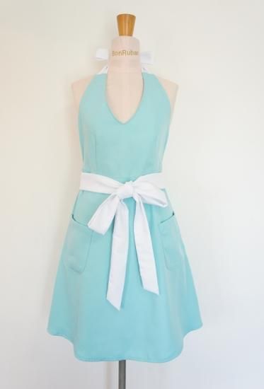 Tiffany Blue Vneck Wrap Apron Bon Ruban