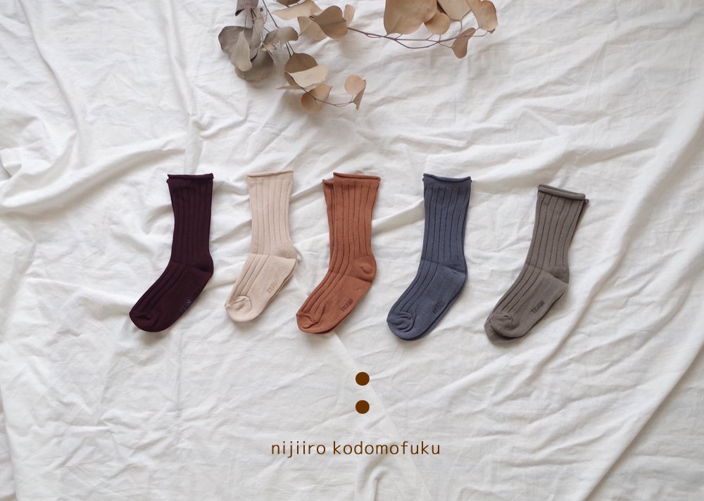 韓国子供服 男の子 フォーマル 虹色子供服 秋色リブソックス/Akiiro rib socks