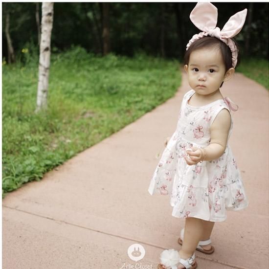 韓国子供服 子供服 Bunnys Cotton Baby Dress バニーコットンベビードレス 3 48month 3 Arimcloset アリムクローゼット 16ss 虹色子供服 Import Kidswear Nijiiro